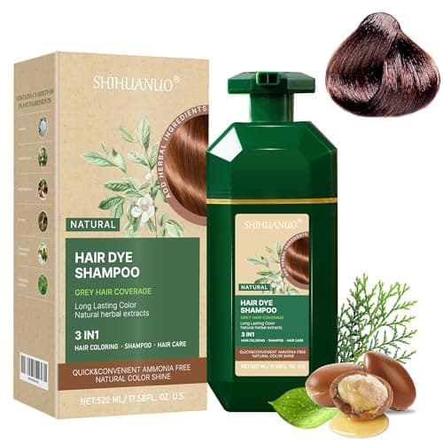 SHIHUANUO Hair Dye Shampoo 3 in 1 for Gray Hair Coverage, Herbal Ingredients Natural Shampoo Hair Dye for Women & Men/Ammonia-Free 520ml(Coffee) - Image 1