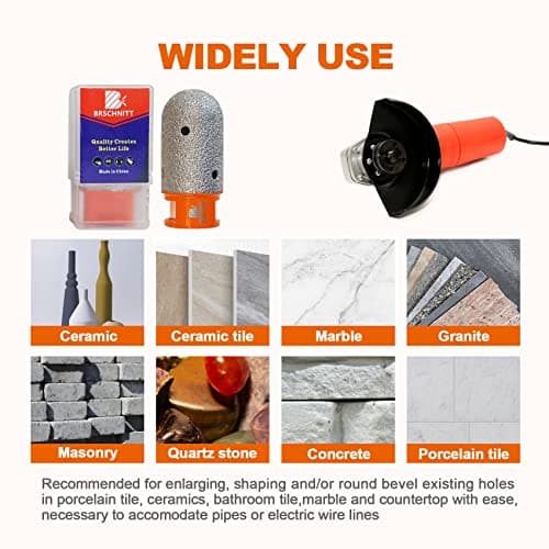 Diamond Finger Milling Bits,BRSCHNITT 1-3/16 Inch 30mm Dry Core Drill Bit with 5/8-11 Thread for Enlarging Shaping Existing Holes of Porcelain Tile Ceramic Marble Granite Countertop - Thumbnail 5
