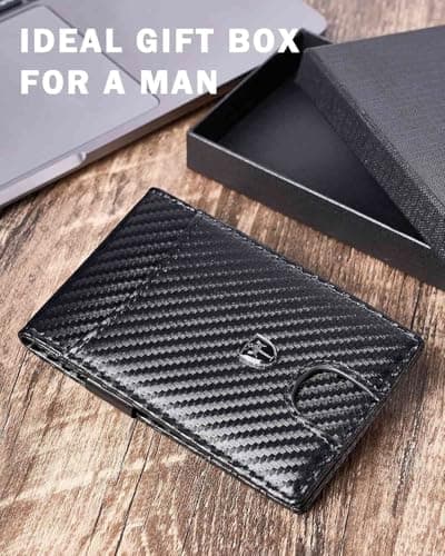 Tipmile Money Clip Wallet for Men RFID Blocking Minimalist Slim Bifold Front Pocket Wallet, Black Carbon Fiber - Thumbnail 6