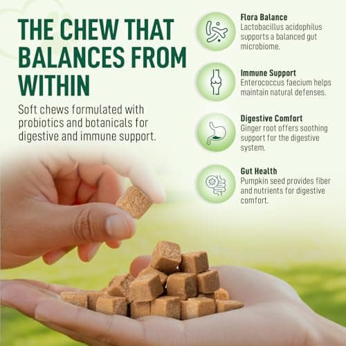 My Dog Sanctuary Probiotics for Dogs 120 Chews - Digestive Enzymes & Gut Health Support with Pumpkin Seed, Ginger Root – Dog Probiotics for Diarrhea, Bowel & Immune Support - Bacon Flavor, Soft Chews - Thumbnail 2