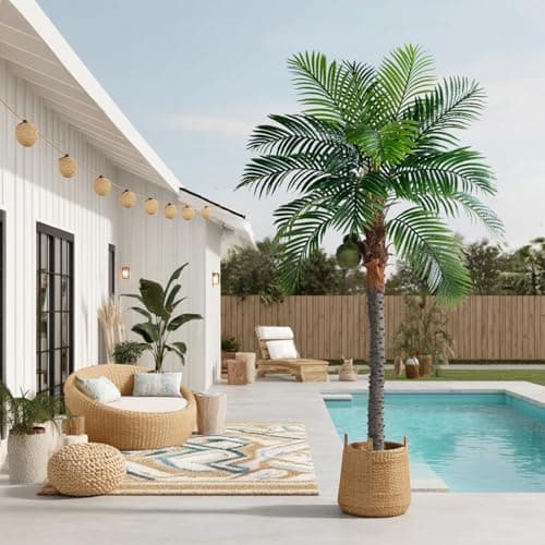 Bailikang Artificial Phoenix Palm Tree 7.2ft Tall - Fake Large Tropical Tree with Adjustable Leaves, Realistic Faux Sago Palm for Indoor Outdoor Decor, Patio, Poolside, Yard, Living Room, Office - Thumbnail 5