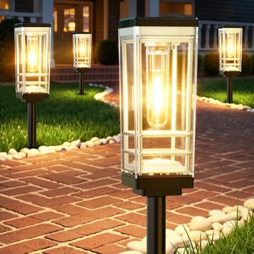 Ahaorigin 6 Pack Solar Lights Outdoor, Up to 15 Hrs Brighter Solar Pathway Lights, Luxury Taller Solar Outdoor Light Waterproof for Path Garden Yard Landscape Walkway Driveway, Warm White - Image 1