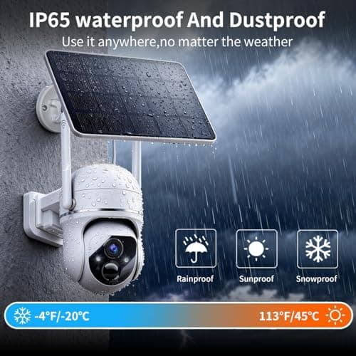 Solar WiFi Security Camera, 3MP PTZ Outdoor Solar & Battery Powered , 360°View, AI Detection, 2-Way Talk, Spotlight Siren, IP65, Cloud & SD Storage Up to 512GB (About 180-Day Storage SD Card Included) - Thumbnail 3