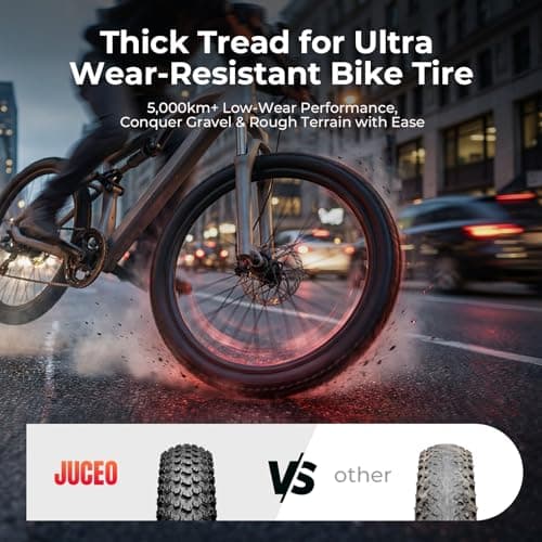 JUCEO 26x1.95 Bike Tire and Tube Set Replacement Folding Bicycle Tires Wear-Resistant for MTB All-Terrain with 2 Tire Levers - Thumbnail 5