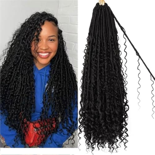 Goddess Locs Crochet Hair-30 Inch 8 Packs Boho Faux Locs Crochet Hair for Black Women Pre Looped Soft Locs with Curly Ends - Image 1