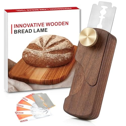 IMUMU Magnetic Wooden Bread Lame,Hand Crafted Sourdough Scoring Tool with 5 Razor Blades,Bread Scorer Dough Scoring Knife for Bread Baking
