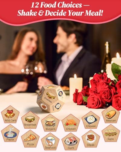 Allotall Valentines Day Gifts for Him Her,Couple Gifts for Men Women,Colorful Date Night Food Dice,Funny Gag Gifts for Boyfriend Girlfriend,Anniversary Birthday Wedding Gifts for Husband Wife - Thumbnail 2