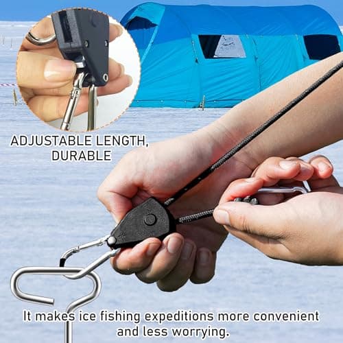 14pcs Ice Anchor Tool Kit, Universal Ice Fishing Anchor Tool with Ice Anchor Drill Adapter, 6Pcs Heavy Duty Tent Stakes, 6Pcs Rope Hanger, 1/4" Adapter Head for Setting Up Ice Fishing Shelter Tent - Thumbnail 3