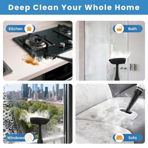 Handheld Steam Cleaner,1000W Pressurized Steam Cleaner with 11 Attachments for Multi-Surface Deep Cleaning, Fast-Heating & Continuous Steam, Safe for Kitchen, Bathroom, Car, Floors, Sofa - Thumbnail 3