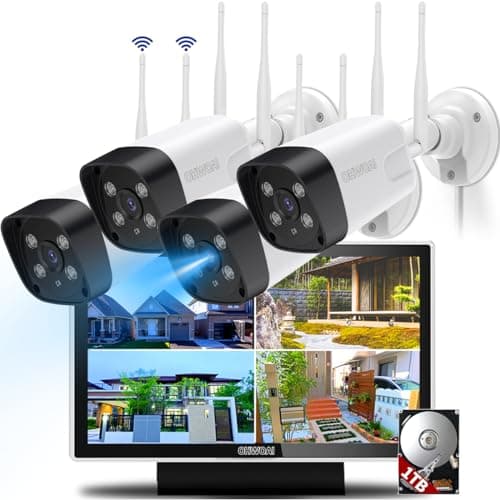 《Dual Antennas & All-in-One Monitor》Wireless Security Camera System Outdoor, WiFi Cameras with 10.1inch Monitor for Home Video Surveillance Systems, Surveillance DVR Kits - Image 1