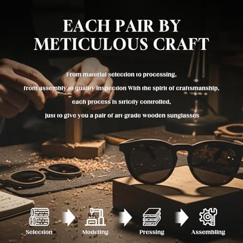 SUNGAIT Walnut Wood Sunglasses with Vegan Leather Case Thoughtful Gifts for Men Women Black Polarized Lens UV400 Protection (Walnut Maple Frame/Black Lens) - Thumbnail 3