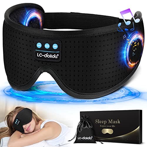 LC-dolida Sleep Headphones, White Noise Bluetooth Sleep Mask 3D Wireless Eye Mask Sleeping with Timing, Sleep Mask with Bluetooth Headphones for Side Sleepers Travel Yoga, Cool Gifts Men Women - Image 1