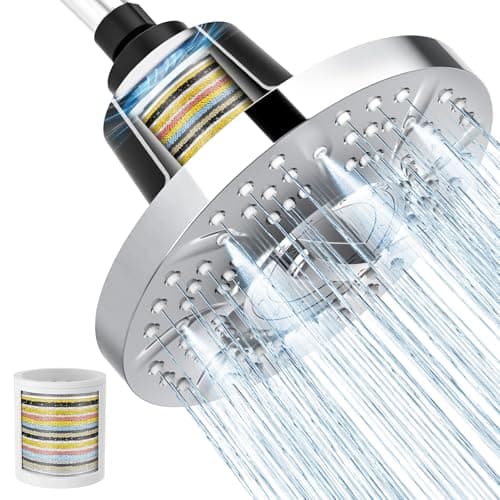 SR SUN RISE Filtered Shower Head with Filters, 20-Stage Shower Head Filter for Hard Water, High Pressure Showerhead with Easy-Replace Cartridge to Remove Chlorine & Heavy Metals (7-Inch, Chrome) - Image 1