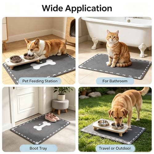 Pet Feeding Mat Absorbent Dog Cat Mat for Food and Water 24"x16" Easy Clean Dog Food Mats Quick Dry Water Dispenser Puppy Supplies Accessories Floor Protection - Thumbnail 6