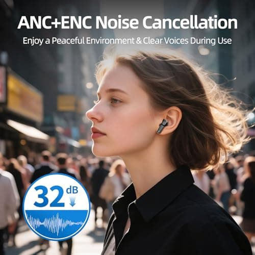 ATHONGL Wireless Earbuds, 100H Bluetooth 5.4 Headphones, ENC+ ANC Noise Cancelling Touch Control True Wireless Bluetooth Ear Buds,Stereo Deep Bass Bluetooth Headset for Sports/Workout/Gym(White) - Thumbnail 3