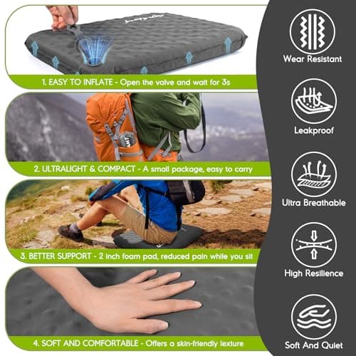 Inflatable Travel Seat Cushion for Airplane, Self-Inflating Foam Cushion - Thumbnail 6