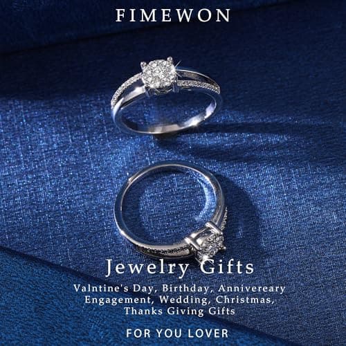 Fimewon Wedding Rings for Women Silver Moissanite Rings Birthday Gifts for Women Size 6 - Thumbnail 2