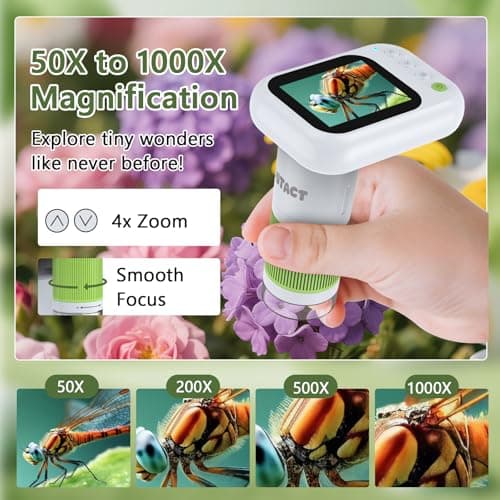 Microscope for Kids, 1000X 2 in 1 Desktop & Handheld Digital Microscope, 1080P 2.4' HD Portable Photo Video Function 8 LED Light 8G SD Card 6 Slides Christmas Birthday Gifts for Kids - Thumbnail 5