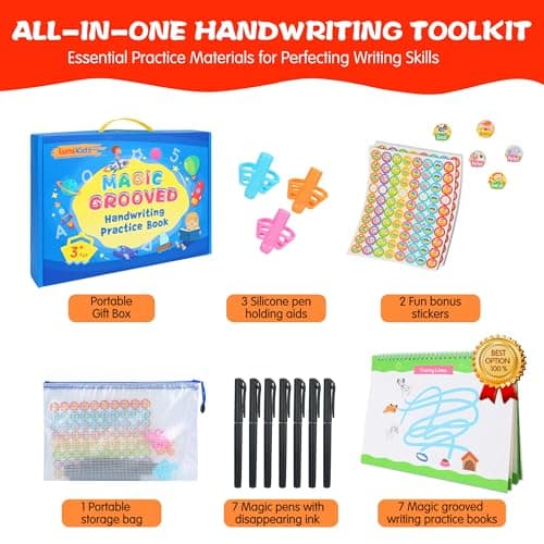 Lumikidz Magic Grooved Writing Practice for Kids Ages 3–5 - Reusable Grooved Writing Books for Kids 3–5 - Handwriting Practice for Kids 5–7 - Preschool Tracing Books & Learning Activities - Thumbnail 3