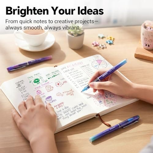 WRITECH Liquid Ink Rollerball Pens: 8ct Assorted Colors Fine Point Tip 0.7mm Roller Ball Rolling Pen for Smooth Writing Coloring Drawing Journaling No Bleed & Smear &Smudge Multi Colored - Thumbnail 6