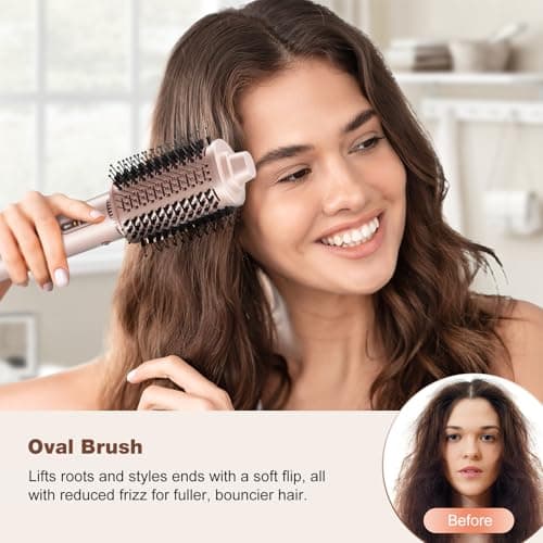 7MAGIC 7 in 1 Hair Styler & Hair Dryer Brush, Negative Ionic Hot Air Styler, 120 Volts, 1400W Powerful Blow Dryer Brush & Multi-Style for Straight, Wavy, Curly, and Coily Hair, Travel Case, Pink - Thumbnail 6