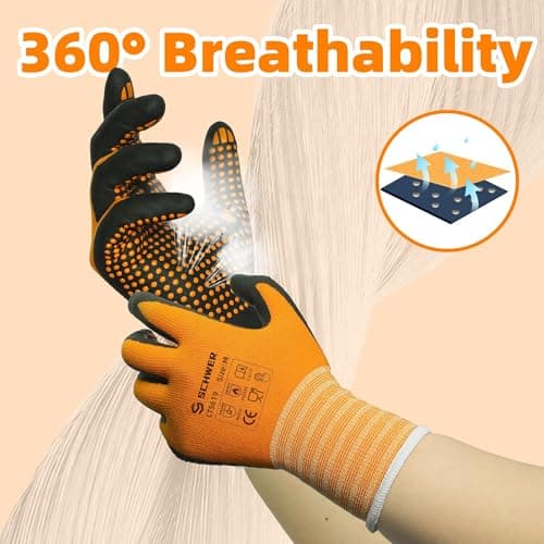 Schwer 3/6/12 Pairs Safety Work Gloves MicroFoam Nitrile Coated, Certified Level 6 Abrasion Resistant Gardening Gloves with MicroDot Grip, Touchscreen, General A1 Cut Resistant Glove, LT5619, XL - Thumbnail 3
