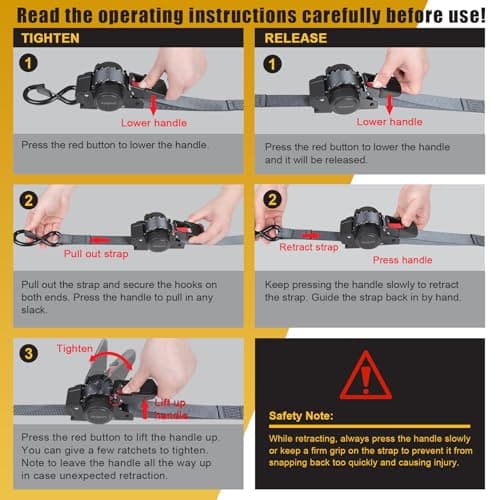 Ayaport Retractable Ratchet Straps 1in X 12ft(2PK)-1500lb Break Strength, Heavy Duty Ratchet Straps Self Retractable Tie Downs with Soft Loops for Motorcycle, Dirt Bike, Cargo, Truck Accessories - Thumbnail 6