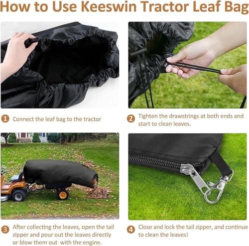 Keeswin 2025 Upgraded Large Lawn Tractor Leaf Bag, 78.7"x 51.1" Capacity Leaf Collector, Grass Catcher Bag for Fast Leaf Collection, Heavy Duty Leaf Grass Collection Bagger, Fits for Most Riding Lawn - Thumbnail 5