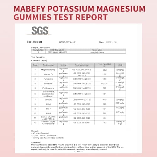 2 Pack Potassium Magnesium Gummies, Sugar Free Potassium Supplement Magnesium Glycinate 500mg, Ashwagandha, Vitamins D3, C, B6, Calcium & Zinc for Sleep, Leg Cramps & Muscle Relaxation-120 Count - Thumbnail 5