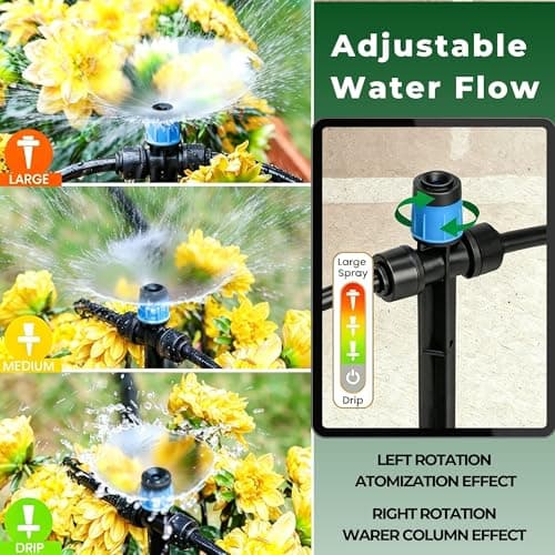 120FT Drip Irrigation System for Garden: Quick Connect PE Tubing Automatic Water Sprinkler Kit Adjustable Misting Part 1/4" Watering Hose for Outdoor Raised Bed Plants Flower Yard Greenhouse - Thumbnail 5