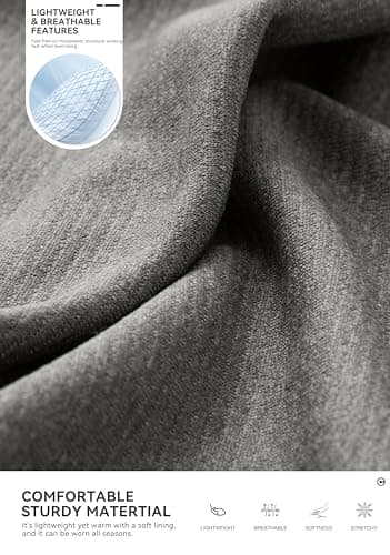 Obla Golf Quarter Zip Pullover for Men Mock Neck Sweatshirt Lightweight Sun Protection Men's Long Sleeve Golf Shirt (Grey Melange_S) - Thumbnail 5