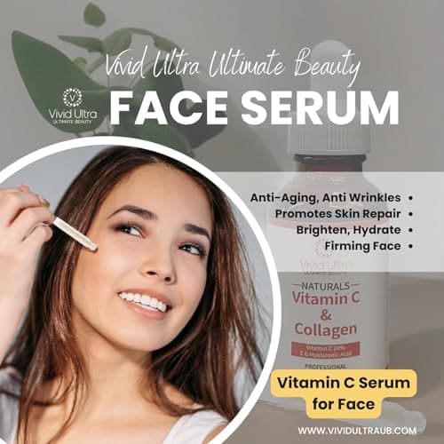 Vivid Ultra Vitamin C Serum for Face – Anti-Aging Serum with Hyaluronic Acid, Collagen & Vitamin E – Brightening Dark Spots, Firming Skin, Reducing Wrinkles & Acne Scars – 1 Fl Oz - Thumbnail 5
