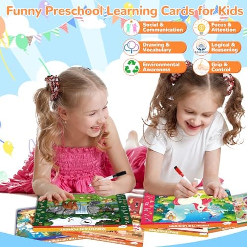 Search and Find Books for Kids 3-5, Reusable Preschool Learning Activities, Perfect Road Trip Essentials, Educational Toys, 28 PCS Busy Books for 3 4 5 6 Year Old Boys Girl Christmas Birthday Gifts - Thumbnail 3