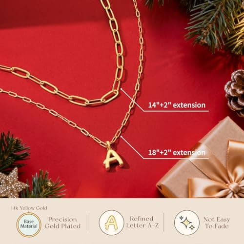 adoyi Easter Basket Stuffers Initial Necklaces for Women Hers Dainty 14K Gold Plated Heart Layered Letter J Pendant Necklace Stack Jewelry Birthday Valentines Gifts for Her Mom and Wife - Thumbnail 6