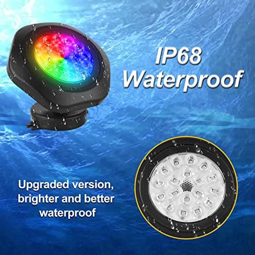 CREPOW RGB Pond Lights,LED Underwater Submersible Fountain Lights IP68 Waterproof,Remote Control Color Changing Landscape Spotlights Lighting for Fish Aquarium Tank Yard Garden Pool (Set of 6) - Thumbnail 4