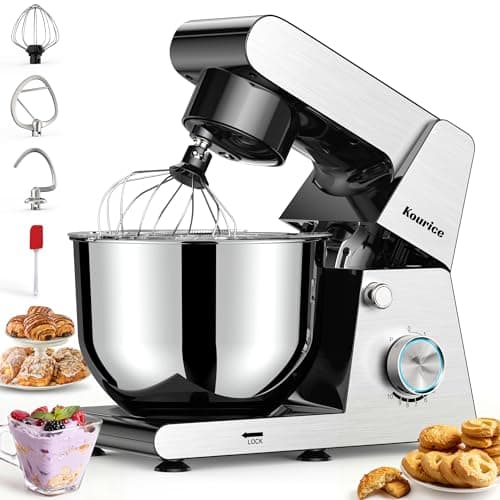 Stand Mixer Body with Stainless Steel Cladding Pro-Grade Powerful Kitchen Mixer for Baking Bread Dough Cake 10+p Speed Tilt-Head Electric Food Mixer With 6.5QT Bowl Dough Hook Wire Whisk Flat Beater - Image 1