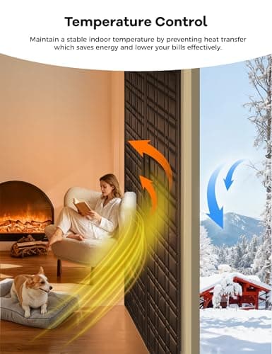 AEOCOO Thermal Door Curtain, Fit Size up to 36 x 80 Inches, Magnetic Insulated Door Curtains for Doorway/Front/Back/Basement, Oxford Cover with Thick Cotton to Keep Warm Winter, Brown, Rectangle - Thumbnail 4