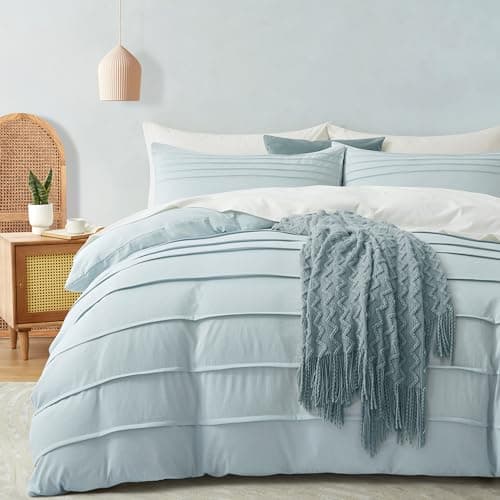 Oli Anderson Cornflower Blue Duvet Cover King Size - Pleated King Duvet Cover, 3PCS Soft and Breathable Textured Bedding Set with Zipper Closure(Cornflower Blue,104"x90") - Image 1