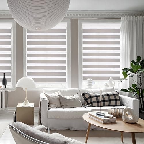 GHV Cordless Zebra Blinds for Windows Free-Stop Shades Light Filtering Dual Layer Light Control for Day and Night (Gray, 28 in (W) x 64 in (H)) - Thumbnail 5