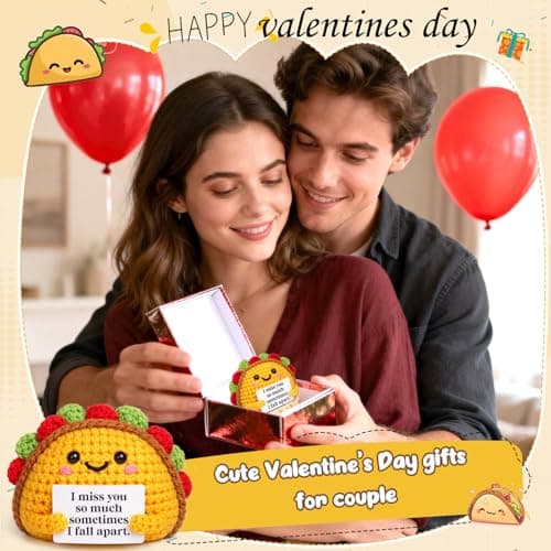 Mini Valentines Day Gifts for Him Her Couple Handmade Crochet Taco Miss You Gift for Boyfriend Girlfriend Romantic Birthday Anniversary & Long Distance Relationship Gift for Women Men Husband Wife - Thumbnail 5