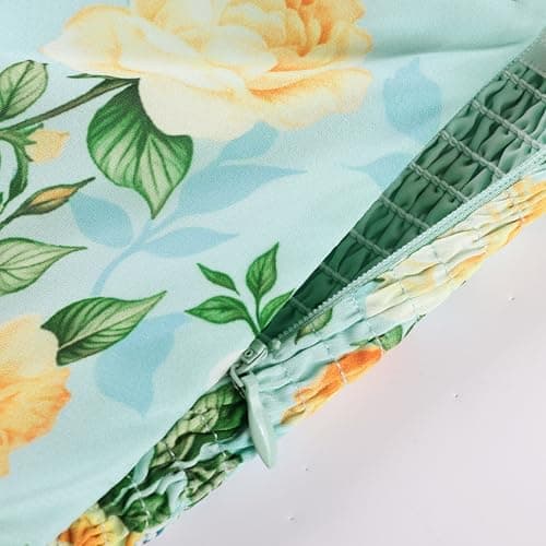 GRACE KARIN Womens Summer One Shoulder Sleeveless Dresses Floral Flowy Ruffle High Low Wedding Guest Maxi Sundresses Blue Yellow 6 - Thumbnail 3