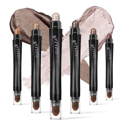 LUXAZA 6PCS Eyeshadow Stick Makeup Sets, Smoky Brown Cream Eyeshadow Pen,Metallic And Matte Shimmer Eye Shadow Eye Brightener Stick Pencil Crayon, B02-Fall Brown - Image 1