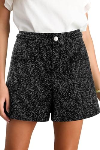 Cicy Bell Womens Tweed Summer Shorts High Waisted Wide Leg Dressy Casual Shorts with Front Pockets - Image 1