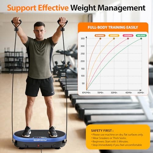 Vibration Plate Exercise Machine for Lymphatic Drainage & Weight Loss, Shake Plate with Resistance Bands, 120 Speed Levels, Remote Control, Full Body Workout, Compact Home Gym Equipment - Thumbnail 3