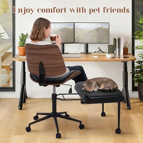 Azaeahom Ergonomic Cross Legged Office Chair with Wheels, Height Adjustable & 360°Swivel for Meditation, Desk & Yoga - Wide Criss Cross Design, Kneeling Chair - Black - Thumbnail 4