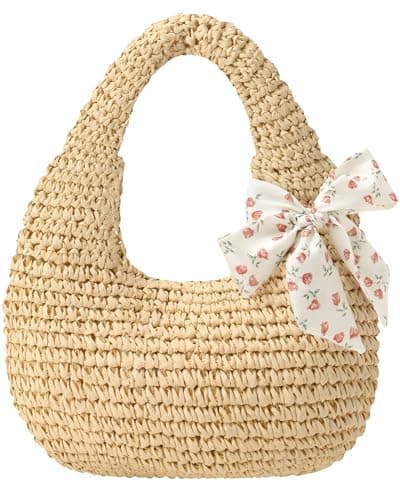 fauson Straw Purses for Women,Woven Small Crossbody Bag with RFID for Beach & Travel Vacation - Image 1