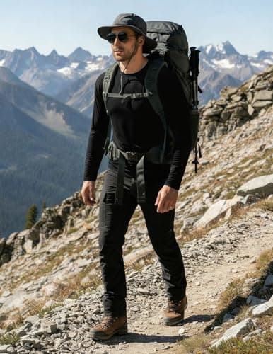 PINSPARK Sun Protection Shirts for Men Quick Dry UPF 50+ Long Sleeve Fishing Shirt for Men Rash Guard Swimming Shirts Black - Thumbnail 2