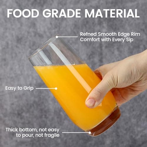 LmmNaoer Highball Glasses Set of 4 (18 Ounce), Lead-Free Crystal Tall Drinking Glasses for Water, Cocktail & Beverage - Thumbnail 3