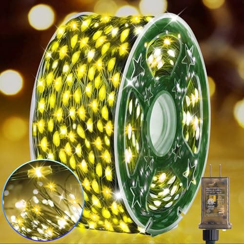 KNONEW 400FT Outdoor Christmas Fairy Lights Plug in,1200 LED String Lights Outdoor Waterproof 8 Modes Memory Times for Wedding Bedroom Walls Garden Trees Decoration(Warm White) - Image 1