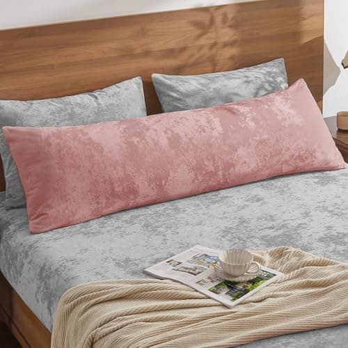 BEDELITE Velvet Body Pillow Cover with Zipper, Soft and Plush 20x54 Long Pillow Case, Velvety Smooth and Cozy Body Pillow Pillowcase for Bedroom and Couch, for All Seasons(Dusty Pink) - Image 1
